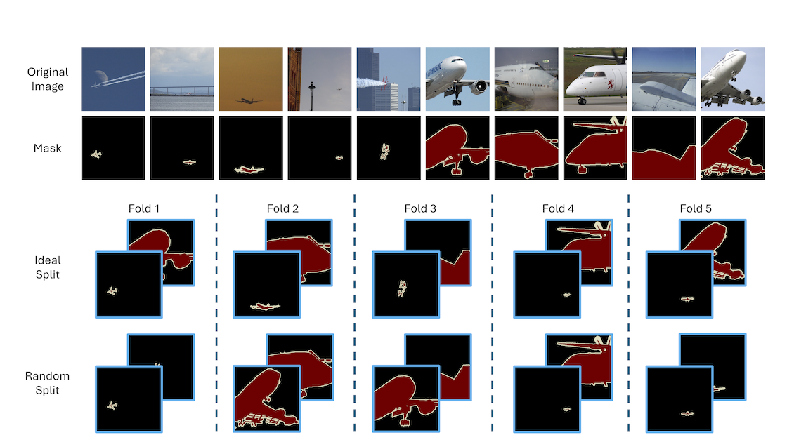 Ideal and random splits of PascalVOC plane images